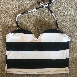 Kortni Jeane Swim - Kortni Jeane swimmer top - black and white stripe Kortni Jeane Swim - Kortni Jeane swimmer top - black and white stripe
